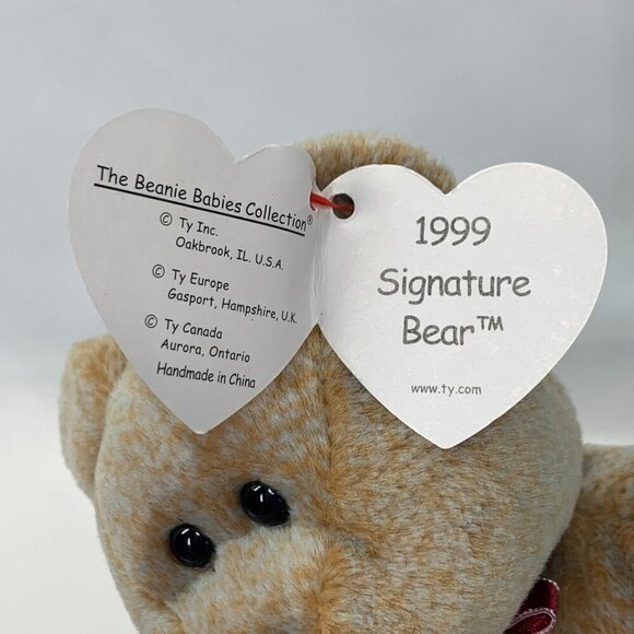 TY Beanie Babies 1999 Signature Bear Light Brown Plush Teddy Bear 8" With Tags - Picture 2 of 8